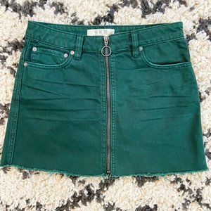 Free People Front Zipper Denim Fray Mini Skirt